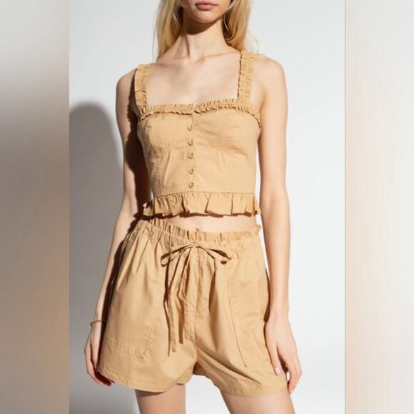 Ulla Johnson Alexandra Cotton Poplin Ruffle Bustier Cami Camisole Top Cedar - Picture 7 of 9